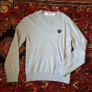 Come des Garcons grey v neck sweater S
